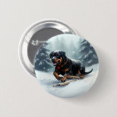 Rottweiler Kerstsneeuw winter Sierkussen Ronde Button 5,7 Cm (Voorkant /achterkant)