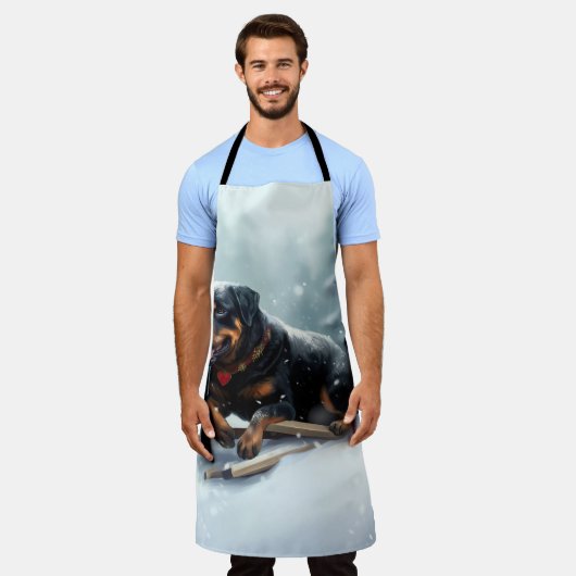 Rottweiler Kerstsneeuw winter Sierkussen Schort (Gedragen)