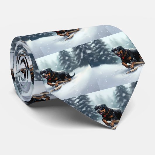 Rottweiler Kerstsneeuw winter Sierkussen Stropdas (Opgerold)