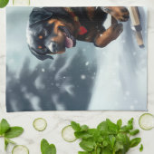 Rottweiler Kerstsneeuw winter Sierkussen Theedoek (Gevouwen)