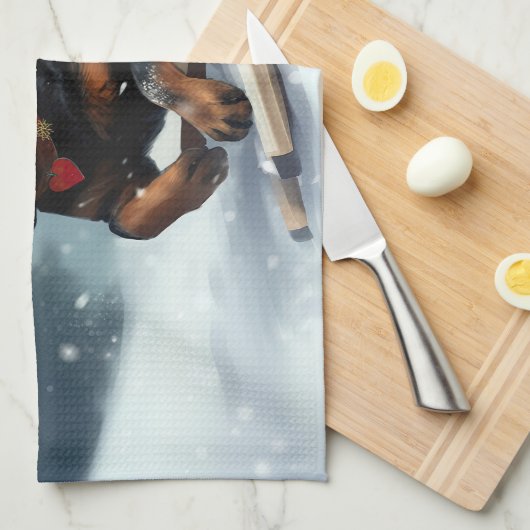 Rottweiler Kerstsneeuw winter Sierkussen Theedoek (Quarter Fold)