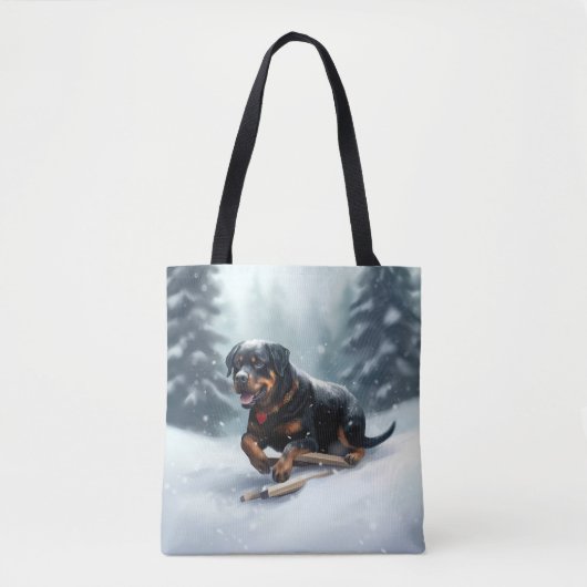 Rottweiler Kerstsneeuw winter Sierkussen Tote Bag (Voorkant)