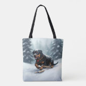 Rottweiler Kerstsneeuw winter Sierkussen Tote Bag (Achterkant)