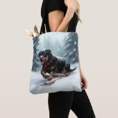 Rottweiler Kerstsneeuw winter Sierkussen Tote Bag (Dichtbij)