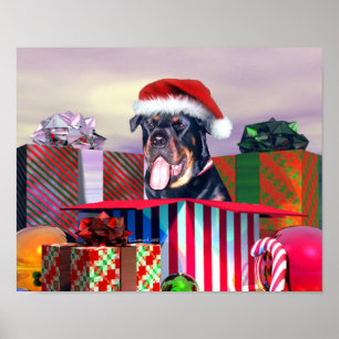 Rottweiler-kerstverrassing Poster