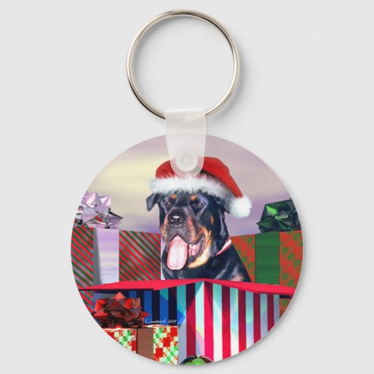 Rottweiler-kerstverrassing Sleutelhanger (Voorkant)