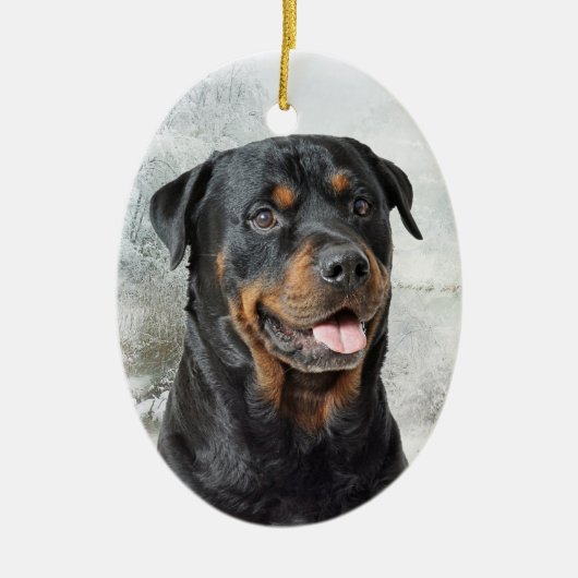 Rottweiler-kerstversiering Keramisch Ornament (Voorkant)
