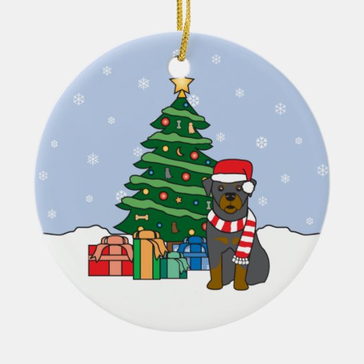 Rottweiler-kerstversiering Keramisch Ornament (Voorkant)