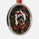 Rottweiler-kerstversiering Metalen Ornament (Rechts)