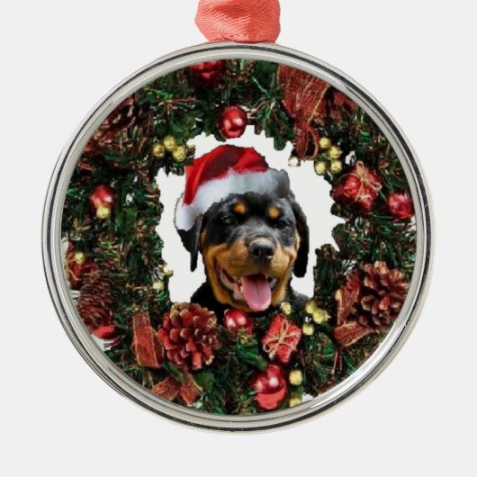 Rottweiler-kerstversiering Metalen Ornament (Voorkant)