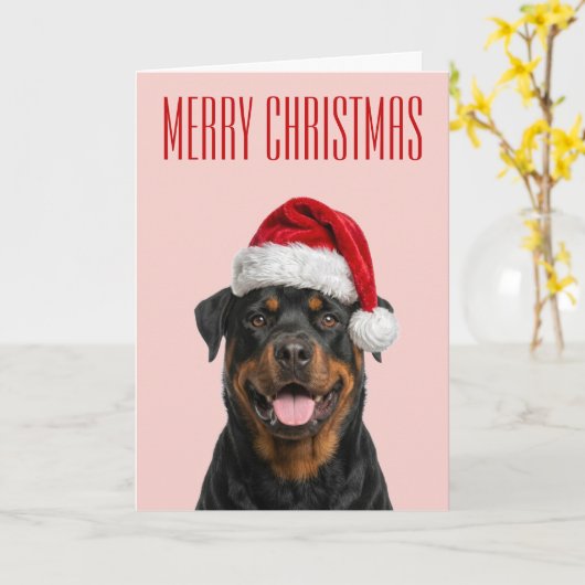 Rottweiler Kerstvreugde Kaart (Gele Bloem)