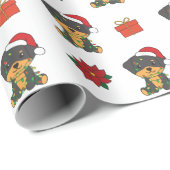 Rottweiler Kerstwinter Cute Dogs Holiday Cadeaupapier (Rol Hoek)