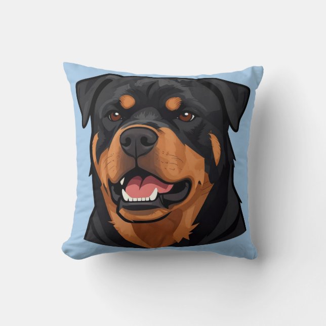Rottweiler Kopportret Kussen (Voorkant)