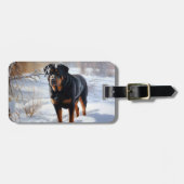 Rottweiler Laat het sneeuwen Kerstmis Bagagelabel (Voorkant horizontaal)