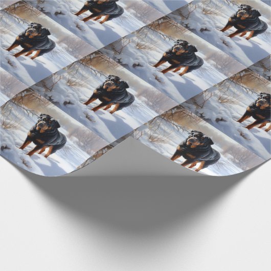 Rottweiler Laat het sneeuwen Kerstmis Cadeaupapier (Hoek)