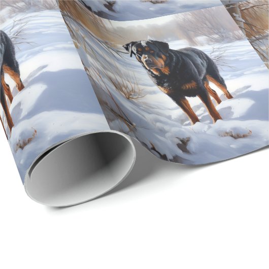 Rottweiler Laat het sneeuwen Kerstmis Cadeaupapier (Rol Hoek)