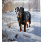 Rottweiler Laat het sneeuwen Kerstmis Douchegordijn (Voorkant)