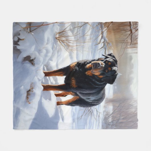 Rottweiler Laat het sneeuwen Kerstmis Fleece Deken (Voorkant (Horizontaal))