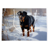 Rottweiler Laat het sneeuwen Kerstmis Groot Cadeauzakje (Voorkant)