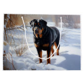 Rottweiler Laat het sneeuwen Kerstmis Groot Cadeauzakje (Achterkant)