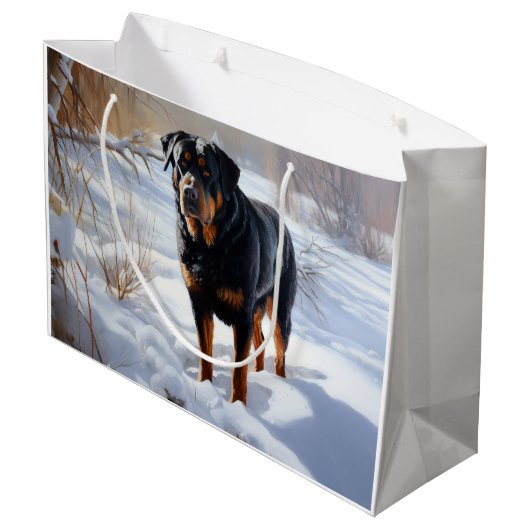 Rottweiler Laat het sneeuwen Kerstmis Groot Cadeauzakje (Achterkant Gekanteld)