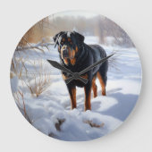 Rottweiler Laat het sneeuwen Kerstmis Grote Klok (Voorkant)