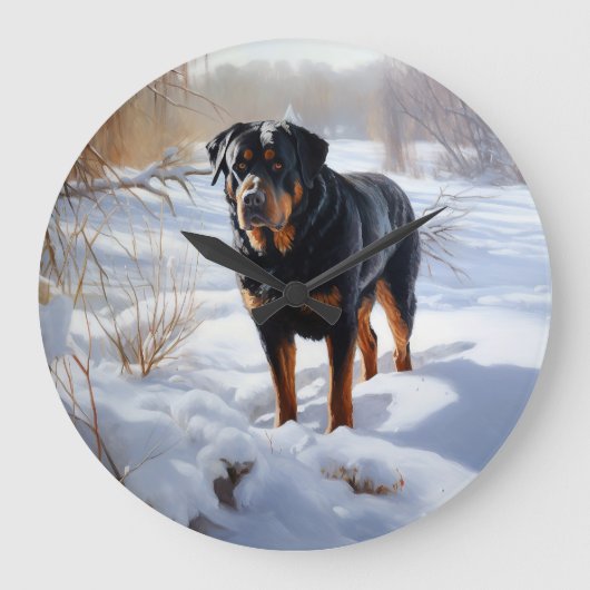 Rottweiler Laat het sneeuwen Kerstmis Grote Klok (Voorkant)