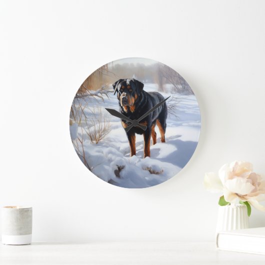 Rottweiler Laat het sneeuwen Kerstmis Grote Klok (Huis)