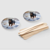 Rottweiler Laat het sneeuwen Kerstmis Handwaaier (Niet-gemonteerd)