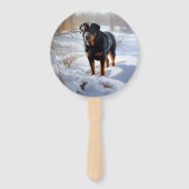 Rottweiler Laat het sneeuwen Kerstmis Handwaaier (Voorkant)