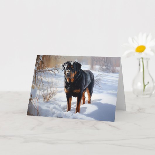 Rottweiler Laat het sneeuwen Kerstmis Kaart (Kleine Plant)