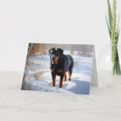 Rottweiler Laat het sneeuwen Kerstmis Kaart (Voorkant)