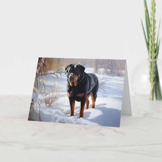 Rottweiler Laat het sneeuwen Kerstmis Kaart (Voorkant)