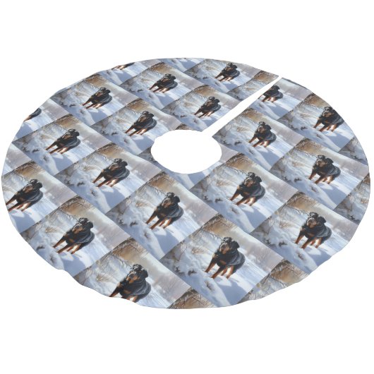 Rottweiler Laat het sneeuwen Kerstmis Kerstboom Rok (Gekanteld)