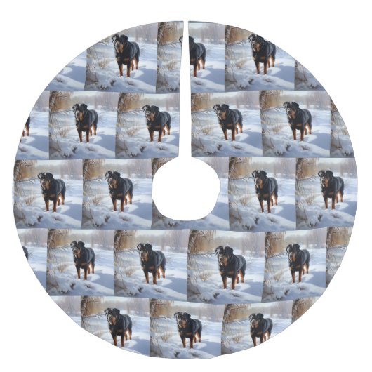 Rottweiler Laat het sneeuwen Kerstmis Kerstboom Rok (Voorkant)