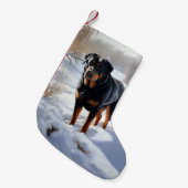 Rottweiler Laat het sneeuwen Kerstmis Kleine Kerstsok (Voorkant (Hangend))
