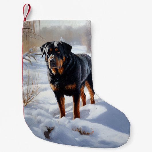 Rottweiler Laat het sneeuwen Kerstmis Kleine Kerstsok (Voorkant)