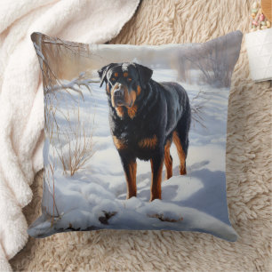 Rottweiler Laat het sneeuwen Kerstmis Kussen