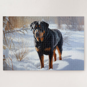 Rottweiler Laat het Sneeuwen Kerstmis Legpuzzel