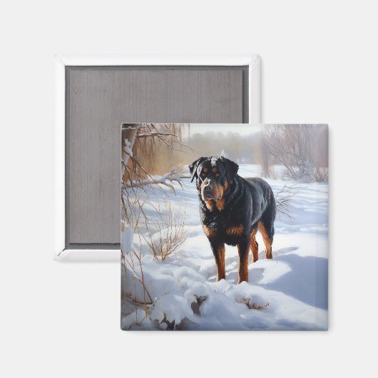 Rottweiler Laat het sneeuwen Kerstmis Magneet (Voorkant / Achterkant)