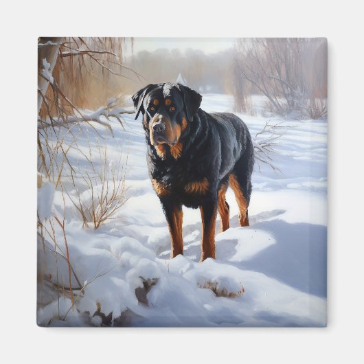 Rottweiler Laat het sneeuwen Kerstmis Magneet (Voorkant)