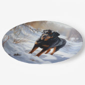 Rottweiler Laat het sneeuwen Kerstmis Papieren Bordje (Gekanteld)