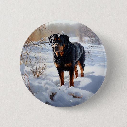 Rottweiler Laat het sneeuwen Kerstmis Ronde Button 5,7 Cm (Voorkant)