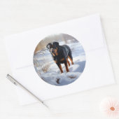 Rottweiler Laat het sneeuwen Kerstmis Ronde Sticker (Envelop)