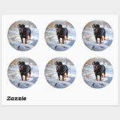 Rottweiler Laat het sneeuwen Kerstmis Ronde Sticker (Vel)