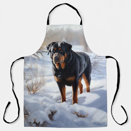 Rottweiler Laat het sneeuwen Kerstmis Schort (Voorkant)