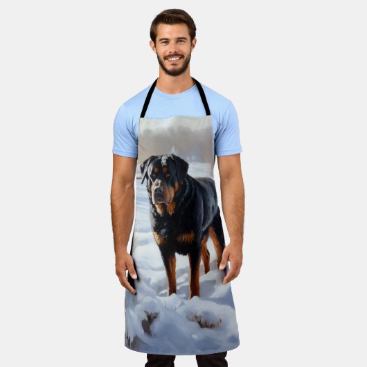 Rottweiler Laat het sneeuwen Kerstmis Schort (Gedragen)