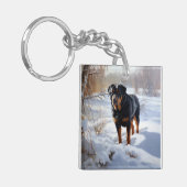Rottweiler Laat het sneeuwen Kerstmis Sleutelhanger (Voorkant Links)
