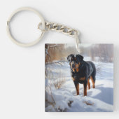 Rottweiler Laat het sneeuwen Kerstmis Sleutelhanger (Voorkant)