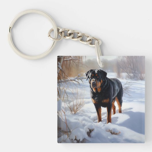 Rottweiler Laat het sneeuwen Kerstmis Sleutelhanger (Voorkant)